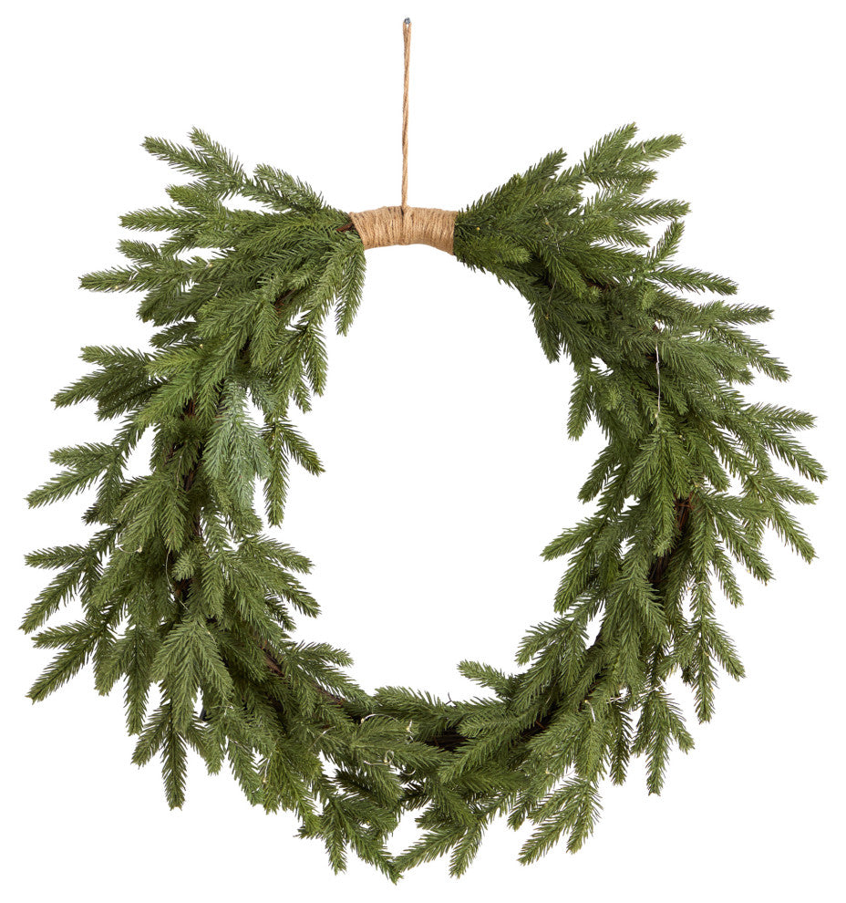 24" Holiday Christmas Pre-Lit Cascading Pine Wreath