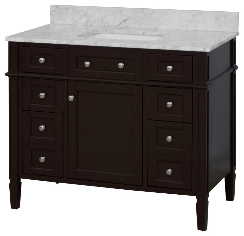 Hailey 42" Bathroom Vanity, Chocolate, Carrara Marble