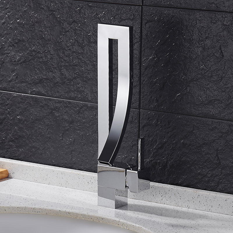 Single Handle Single Hole Bathroom Sink Faucet with Waterfall Spout, Chrome