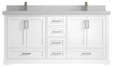 Boston 72 Double Sink Bath Vanity in White 2" Carrara Quartz