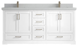 Boston 72 Double Sink Bath Vanity in White 2" Carrara Quartz