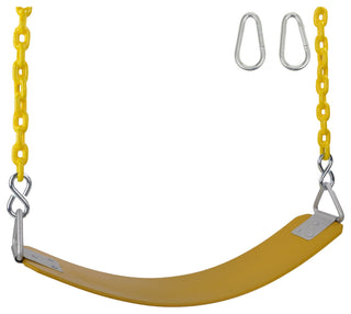 Commercial Rubber Belt Seat with 8.5' Coated Chain, Yellow