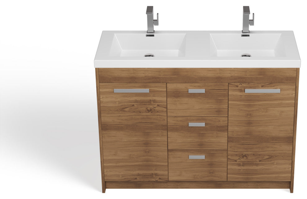 The Ashland Bathroom Vanity, Oak, 48", Double Sink, Freestanding