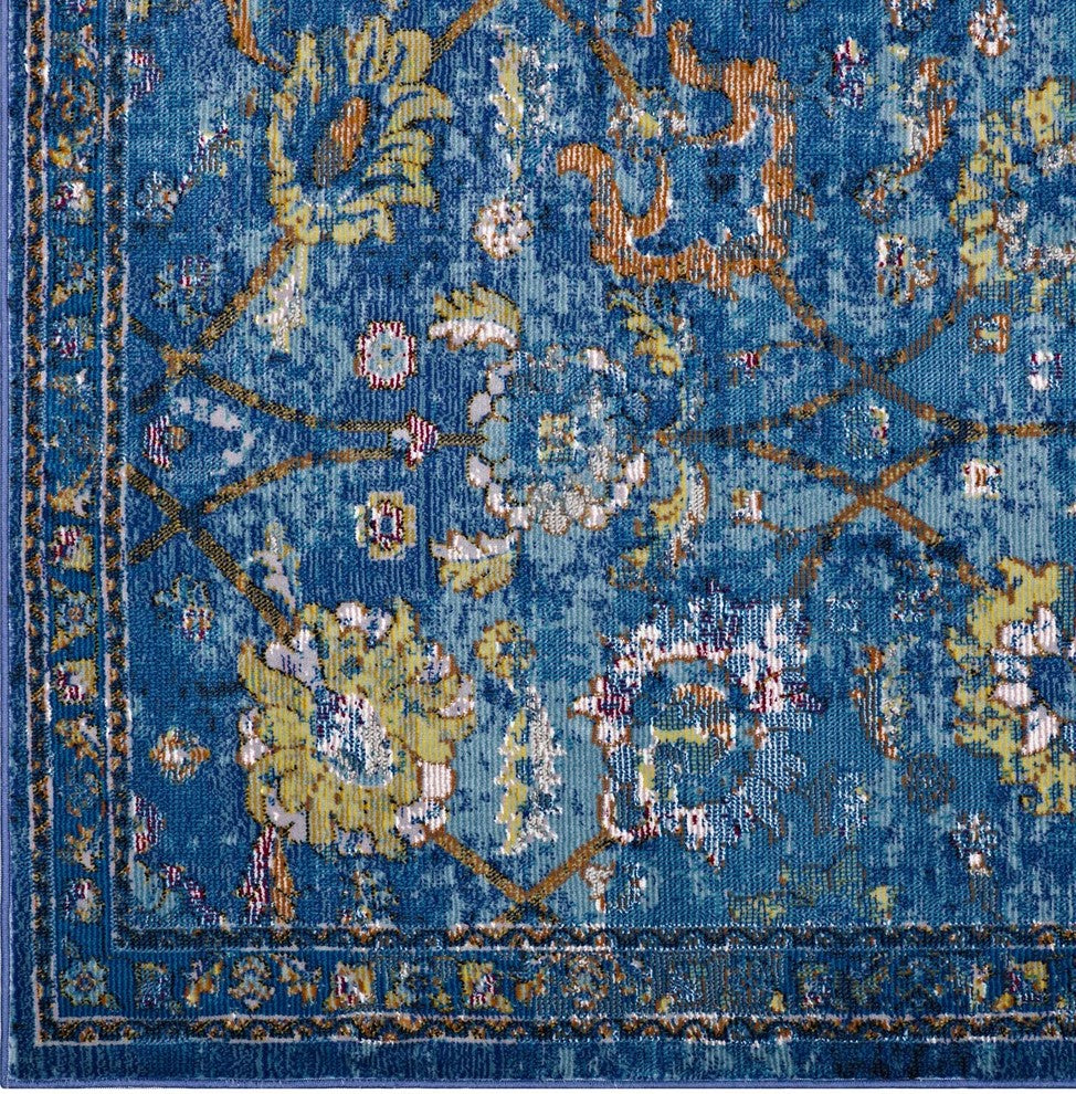 Minu Distressed Floral Lattice 5x8 Area Rug