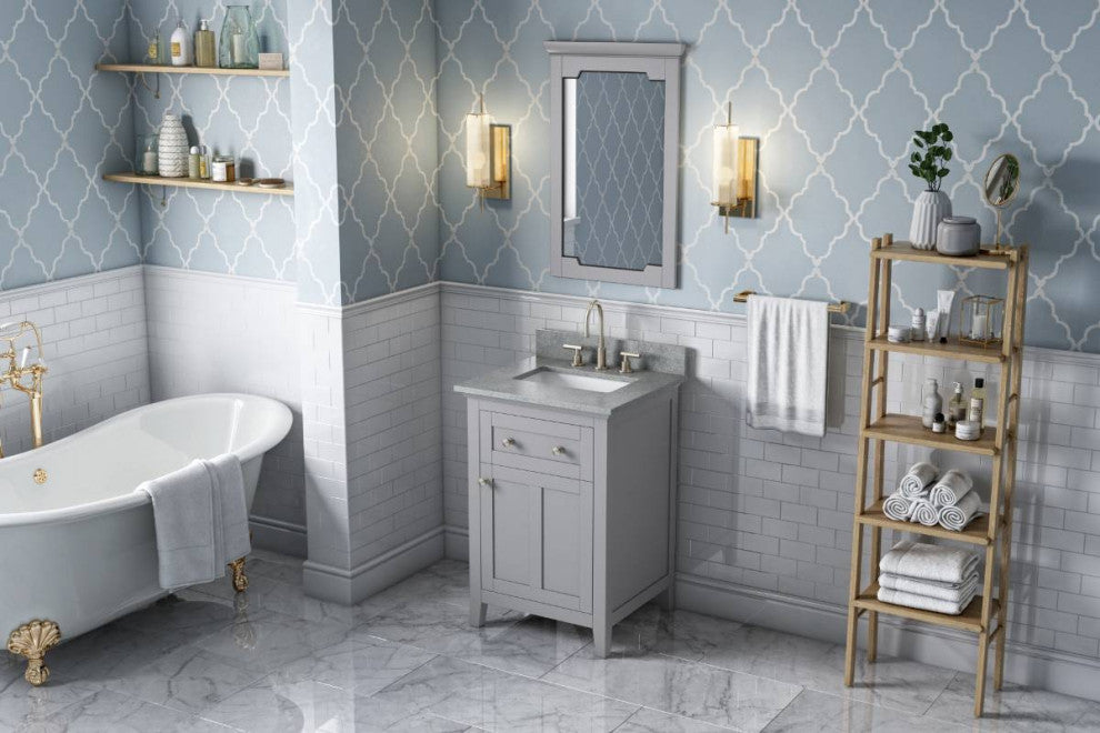 Chatham Traditional 24" Grey Single Sink Vanity, Steel Grey Cultured Marble Vani