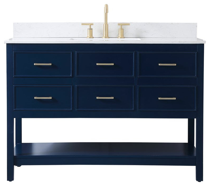 Skylar 48" Single Bathroom Vanity, Blue, With Backsplash