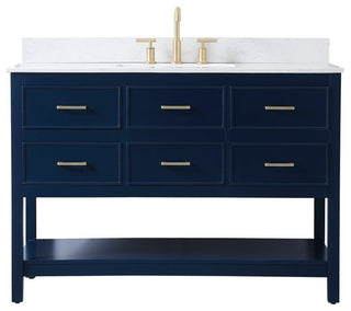 Skylar 48" Single Bathroom Vanity, Blue, With Backsplash