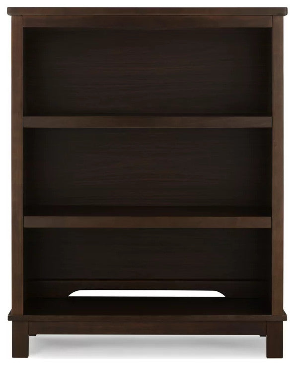 Traditional Bookcase, Pinewood Construction With Open Shelves, Walnut Espresso