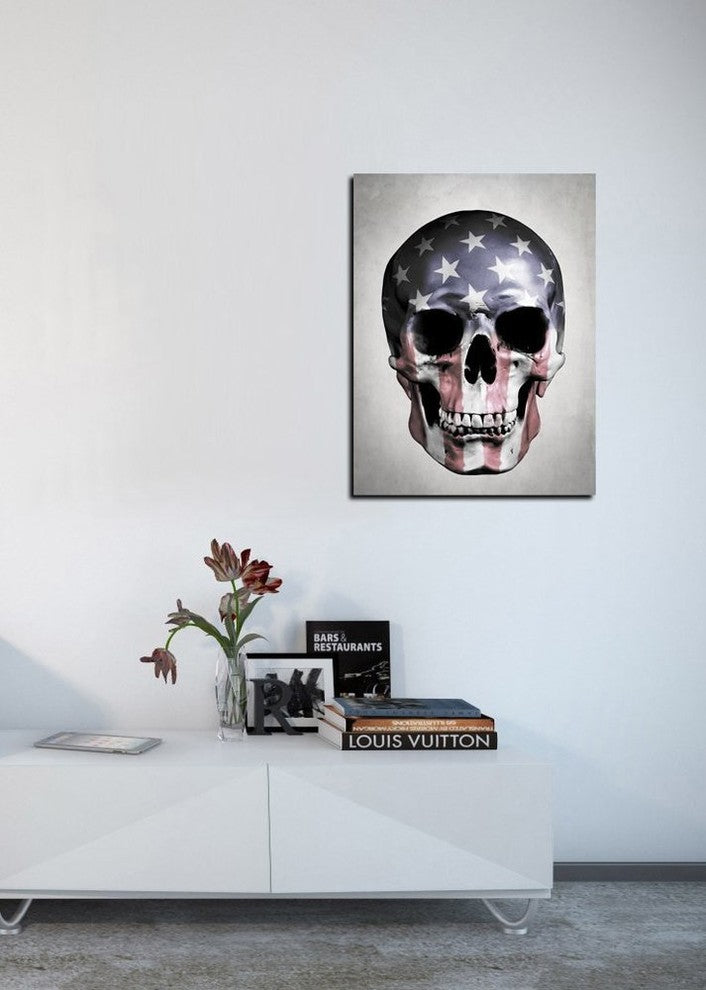 Cortesi Home "American Skull-Gray" by Nicklas Gustafsson, Giclee Canvas, 26"x34"