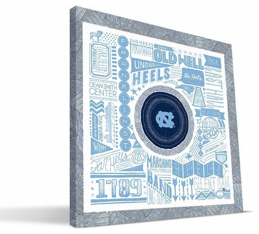 UNC Tar Heels Pictograph Canvas Print, 16"x16"