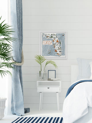 "Florida Illustrated Map II" Framed Painting Print, 24x24