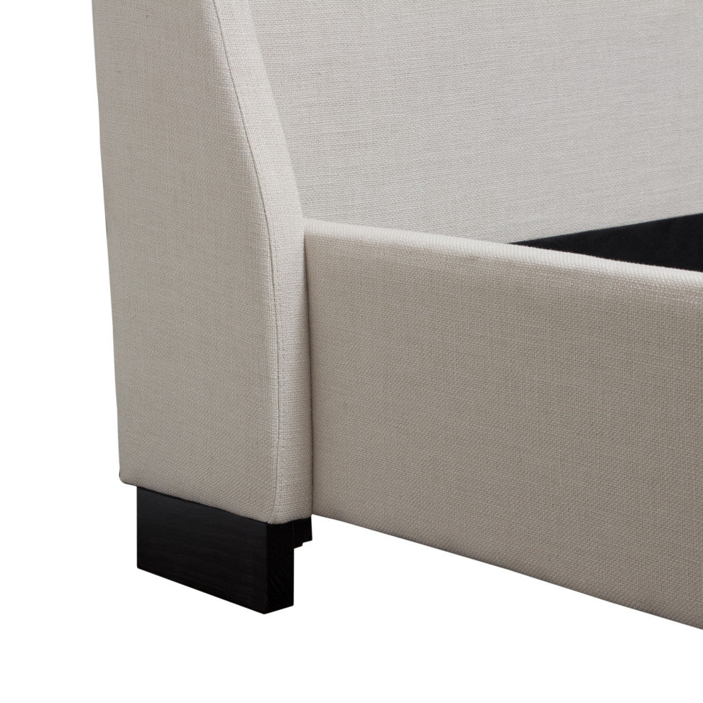 Park Avenue Eastern King Tufted Bed with Vintage Wing in Desert Sand Linen