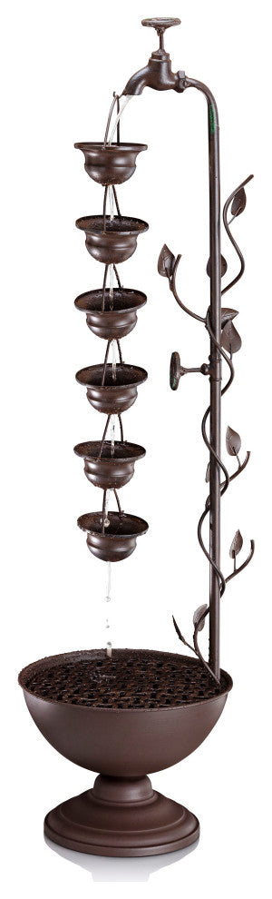Alpine Metal Hanging 6-Cup Tier Layered Fountain, 36" Tall
