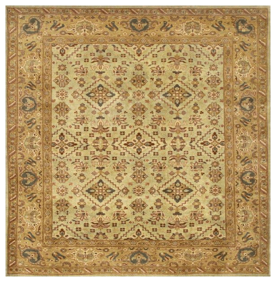 Agra Oushak Traditional Beige Hand Knotted Wool Rug 8' x 10'
