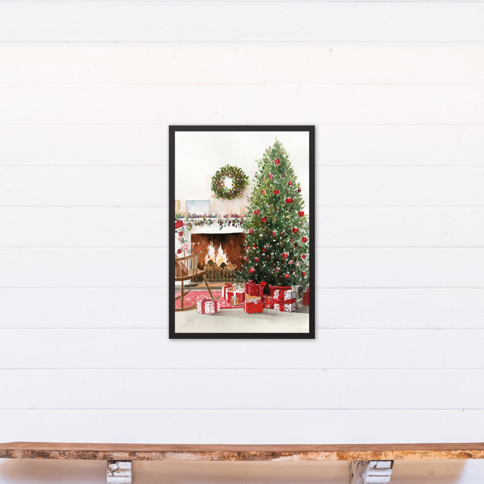 Christmas Morning 21.73x31.73 Black Framed Canvas