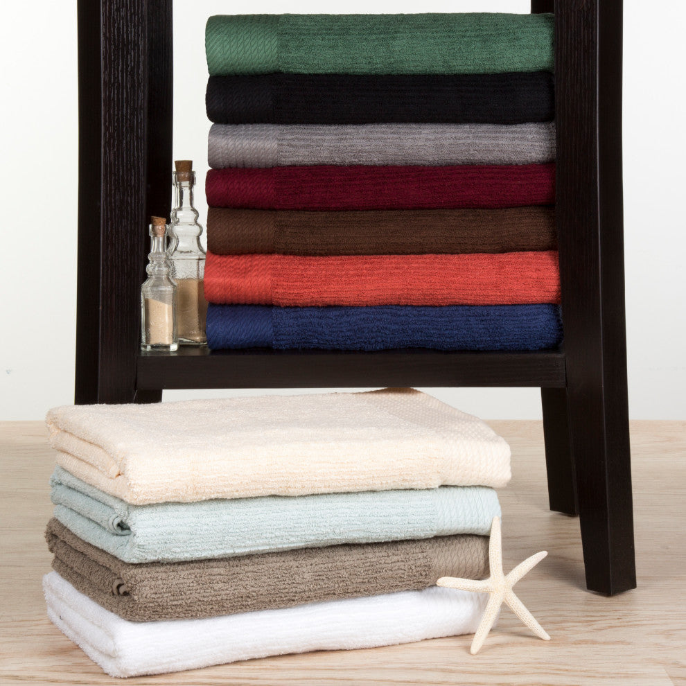 10-Piece Bath Towel Set 100% Cotton Ribbed Pile Absorbent Towels, Silver
