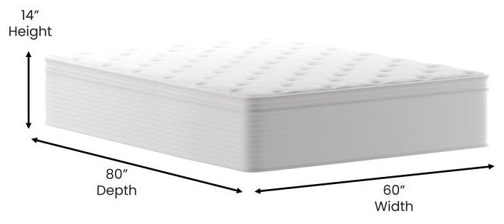 Vista14" Premium Memory Foam Hybrid Pocket Spring Mattress-Reinforced Edge, White, Queen
