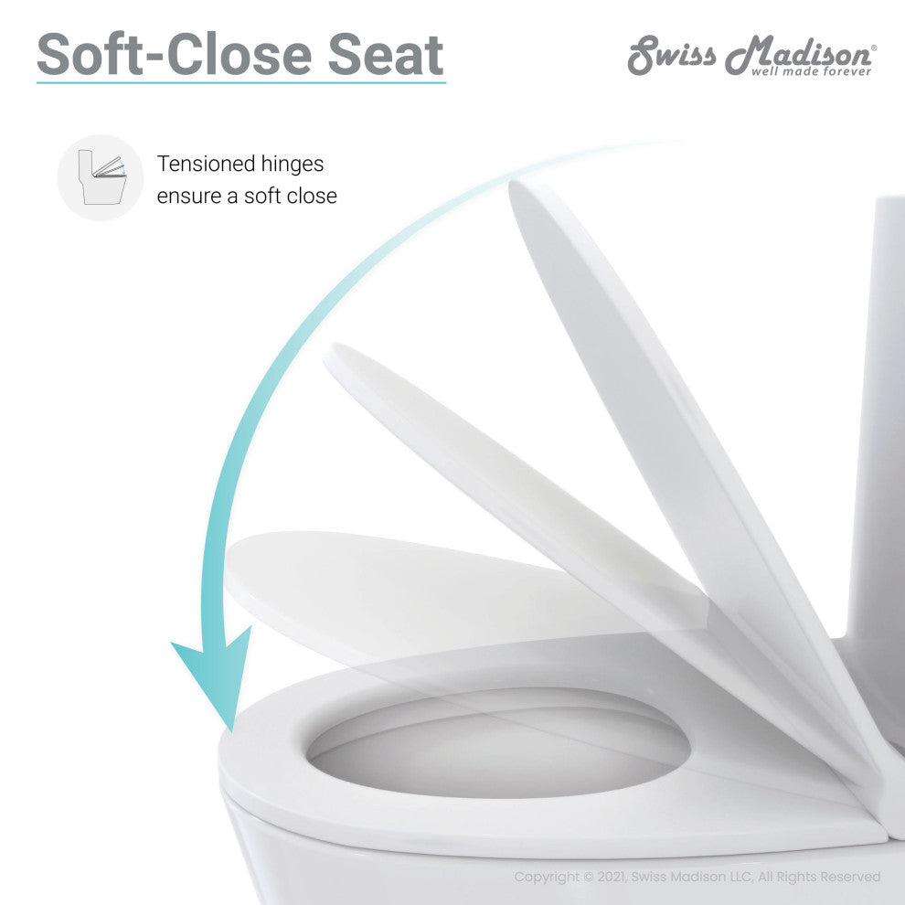 St. Tropez Elongated Toilet, Dual Vortex Flush, Matte White