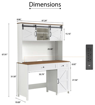Gewnee 47" Farmhouse Executive Desk with Drawers