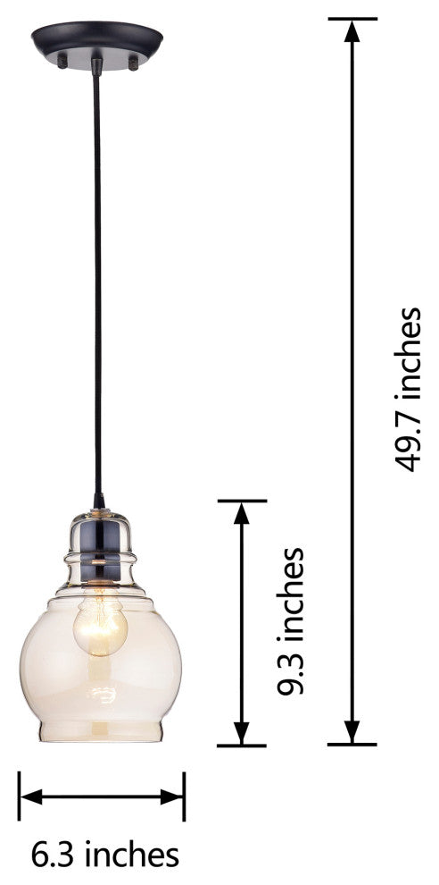 Sara Antique Black Mini Pendant With Cognac Round Glass