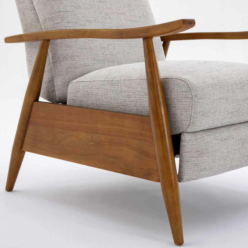 Terni Wood Arm Push Back Recliner, Performance Fabric, Sea Oat