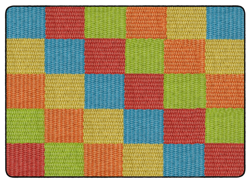 Flagship Carpets VA1009-32FS 6'X8'4" Basket Block Multi Educational Rug