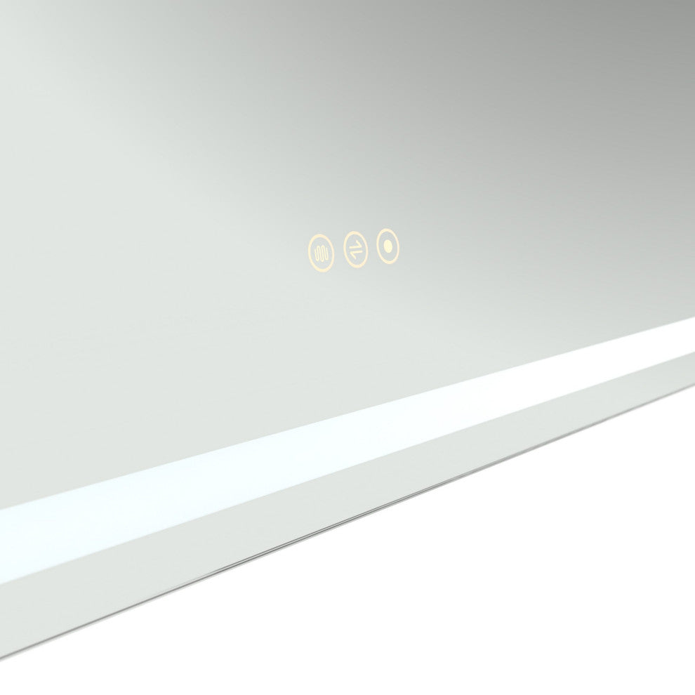 Rectangular Frameless Dimmable Anti-Fog Wall Mounted LED Bathroom Vanity Mirror, 48" X 36"