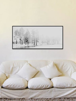 "Winter River" Floater Framed Painting Print on Canvas, 60"x30"