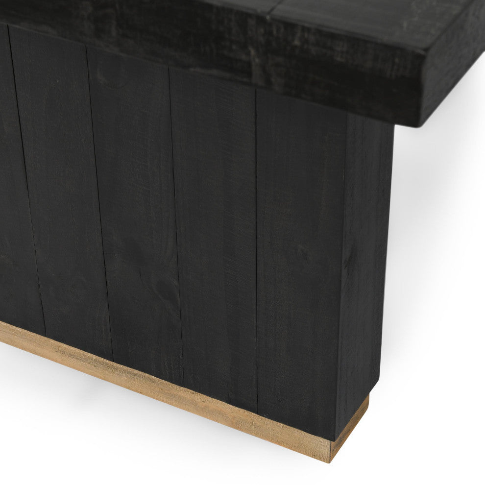 Kosas Home Lynx 94" Reclaimed Pine Wood Dining Table, Black