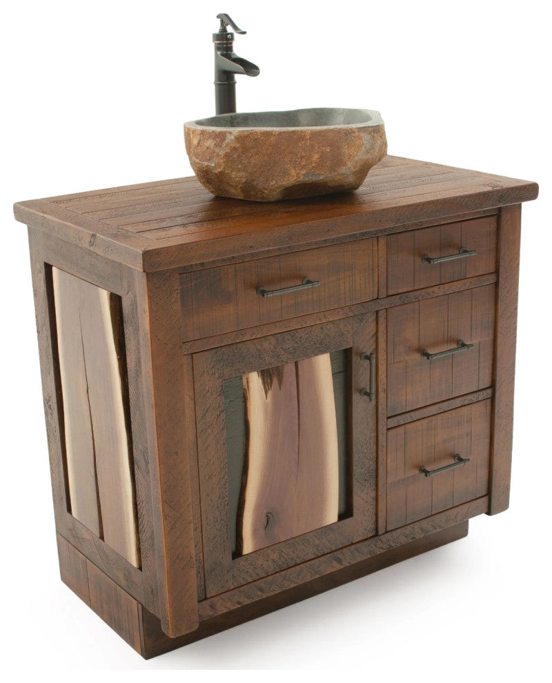 Walnut Falls Rustic Barnwood Vanity, 36x21x33.25