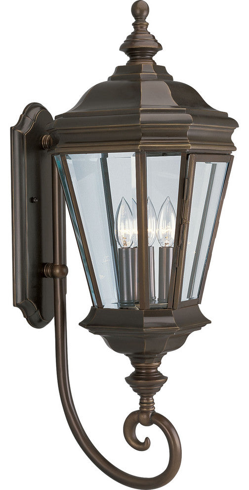 Progress Lighting 3-Light Wall Lantern With Clear BeveLED Glass Panels