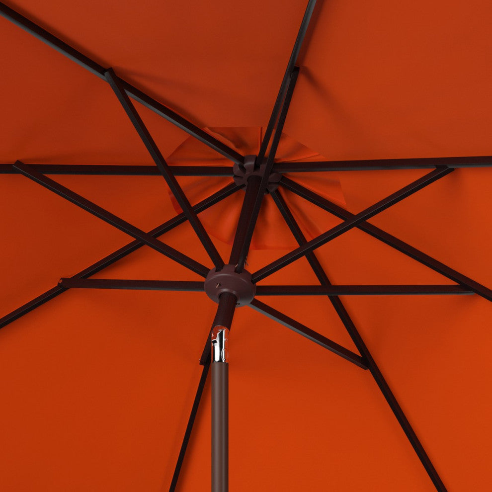 Safavieh Ortega 9' Auto Tilt Crank Umbrella, Orange