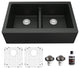 Karran Farmhouse Apron Front Quartz 34" Double Bowl Sink Kit, Black