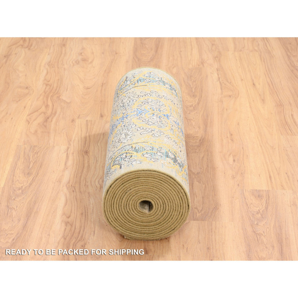 Tan/Brown, Sarouk, Silk With Wool Hand Knotted XL Runner Rug, 2'6"x24'1"