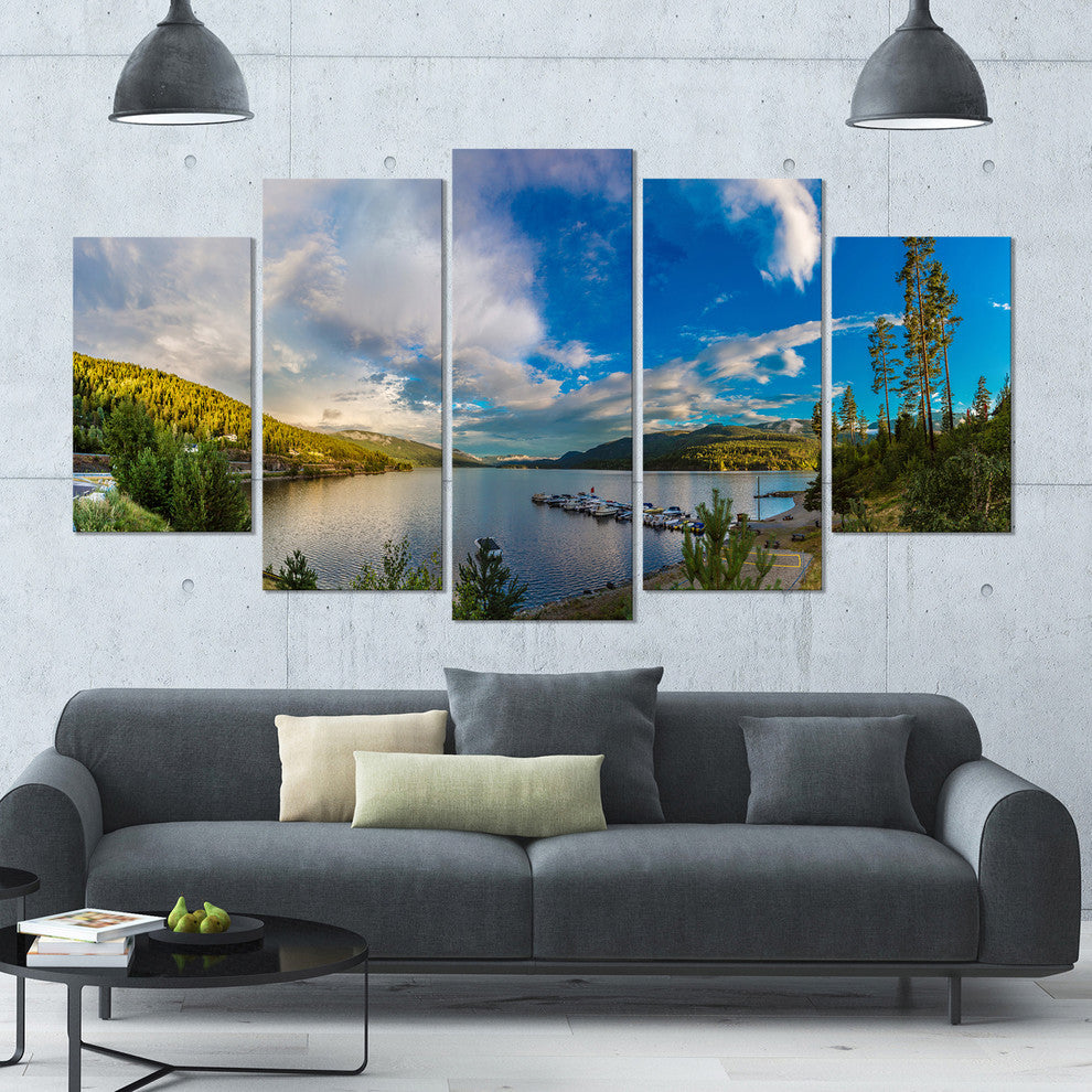 Sognefjord in Norway Panorama, Landscape Canvas Art Print, 60"x32", 5 Panels