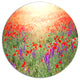 Expansive Poppy Field At Sunset, Flower Round Metal Wall Art, 23"