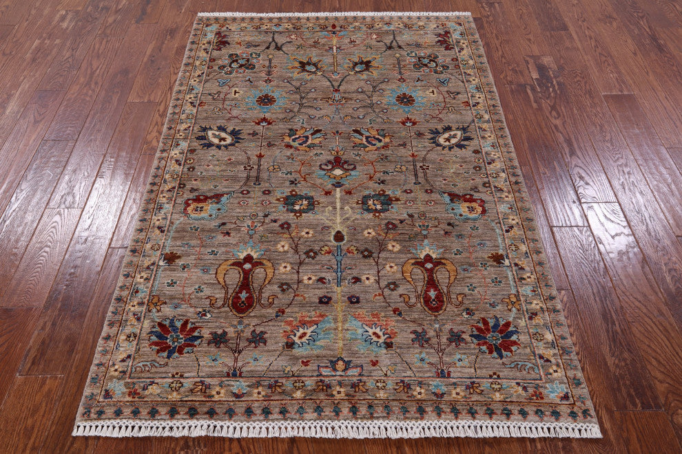 Handmade Persian Tabriz Wool Rug 4' 3" X 6' 5" Q10174