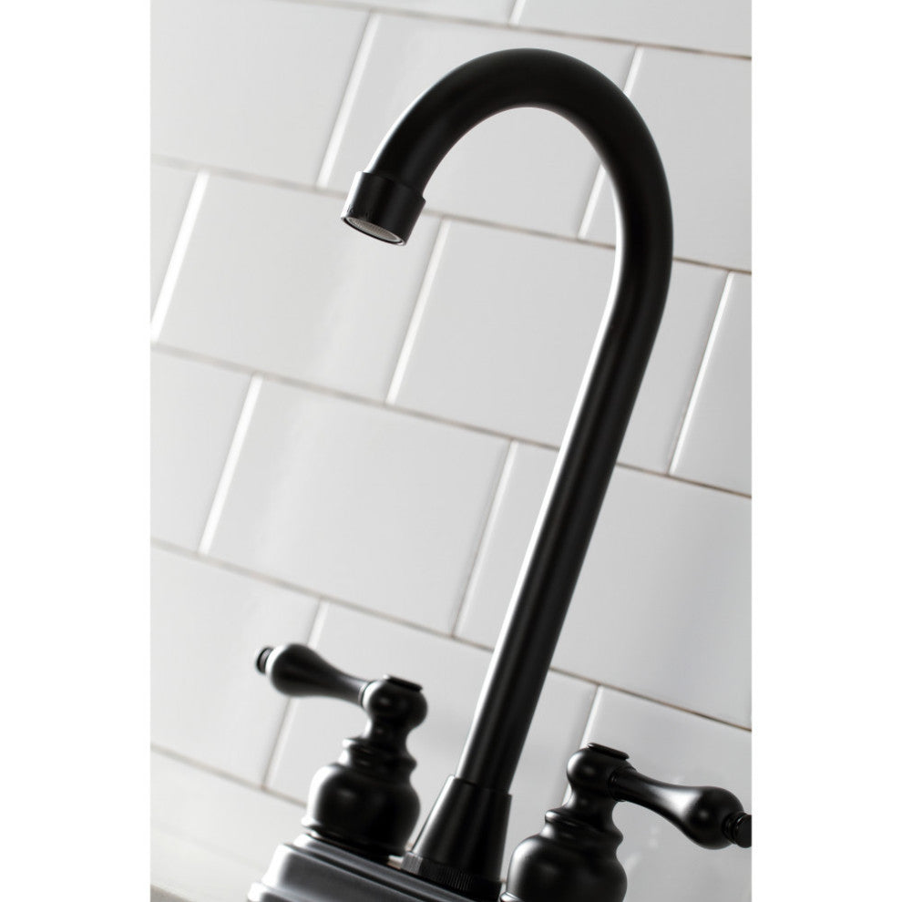KB490AL Victorian 4" Centerset High Arch Bar Faucet, Matte Black