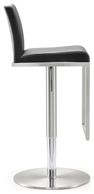 TOV Furniture Amalfi Black Stainless Steel Adjustable Barstool