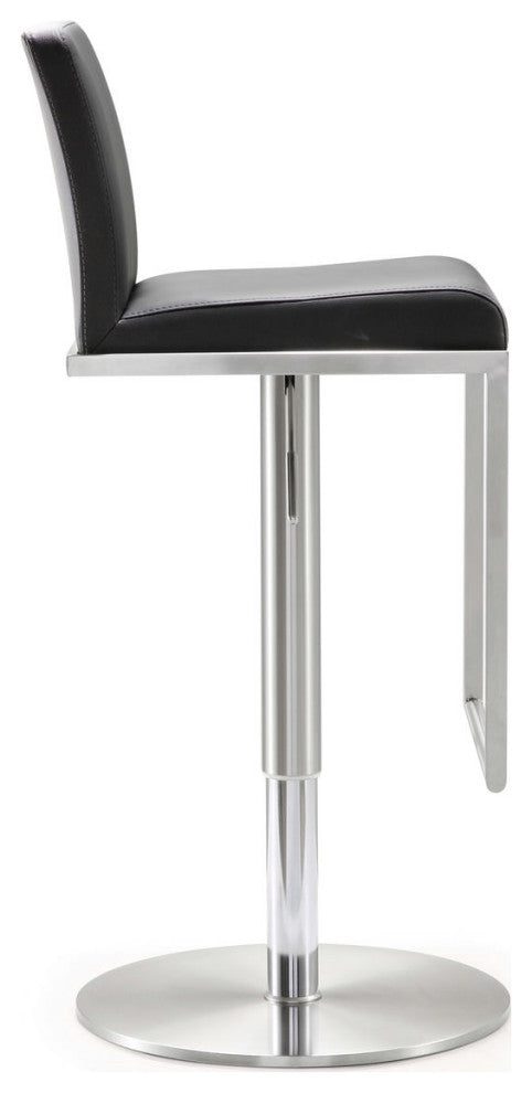 TOV Furniture Amalfi Black Stainless Steel Adjustable Barstool