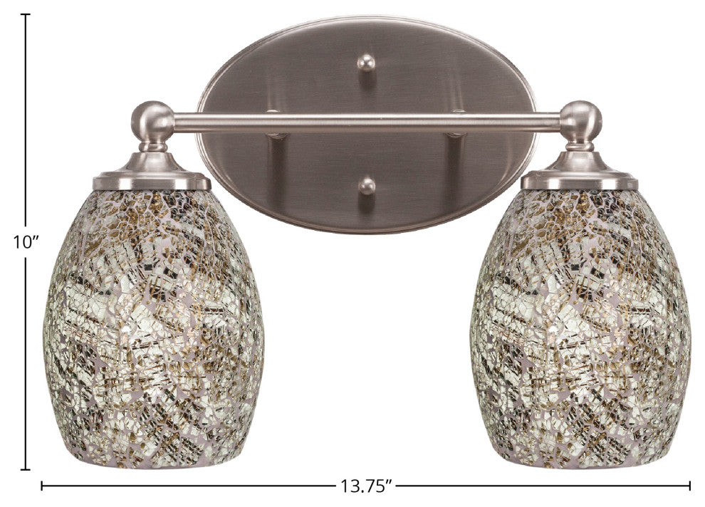 Capri 2-Light Bath Bar, Brushed Nickel/Natural Fusion