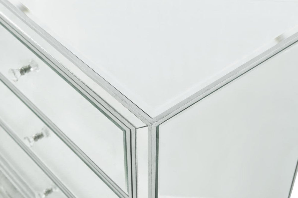 Dresser 6 Drawers 60" W X 18" D X 32" H, Antique Silver Paint