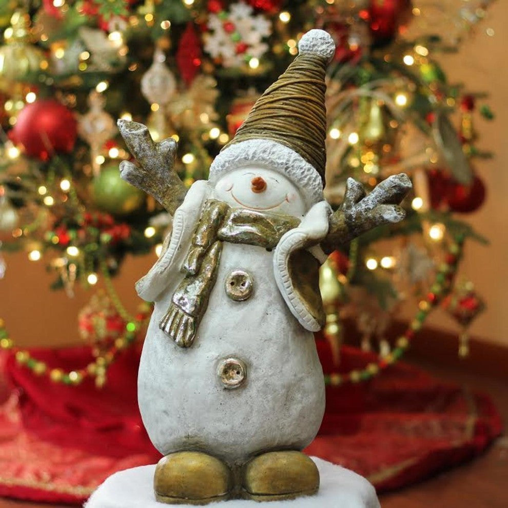 19.5" Whimsical Ceramic Jolly Christmas Snowman Decorative Tabletop Figure