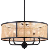 Vaxcel Lighting P0395 Berens 5 Light 24"W Rattan Cane Drum - Matte Black