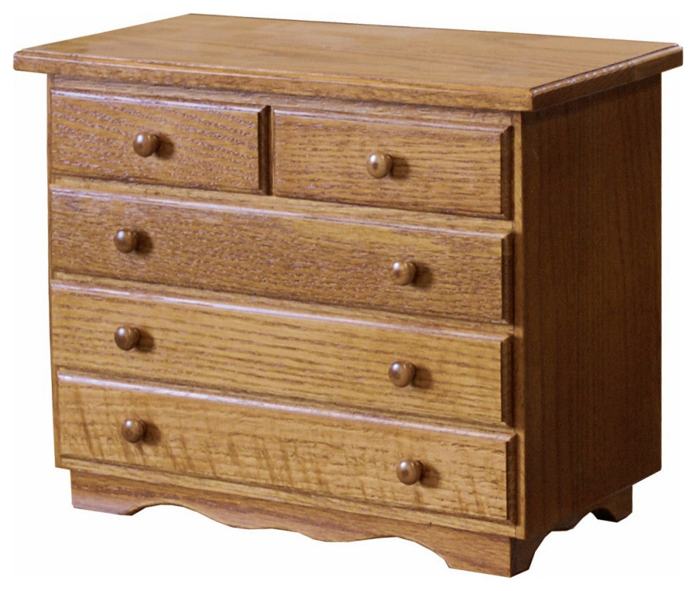 Amish Made Oak Jewelry Chest, Seely Stain, 5-Drawer
