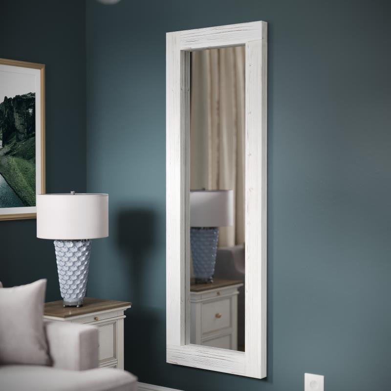 Graham 22x65 Full Length Mirror, Wall Mounted or Wall Leaning, Solid Wood Frame, White Wash