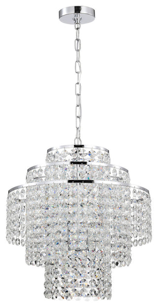 4-Light Chrome Modern Glam Chandelier With Tier Cascading Crystals
