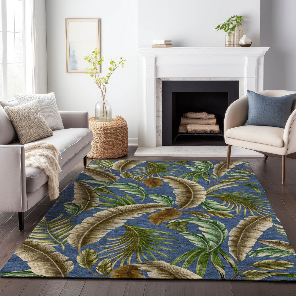 Addison Premium Washable Mayfield AMF196 Blue 5' x 7'6" Rug