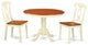 3 Pc Set, Round Kitchen Table, 2 Wood Dinette Chairs, Buttermilk, Cherry .