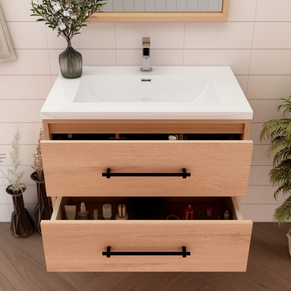 Victoria 30" Solid Wood Bath Vanity, Red Oak